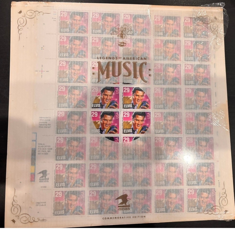 Elvis Presley Legends of American Music 29 Cent Stamp Sheet Commemorative 9916